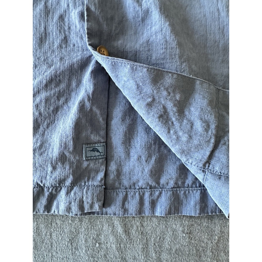 Tommy Bahama Shirt Mens XXL Button Up Oh Tan and Palm Tiki Girls Silk Blue - Picture 8 of 16